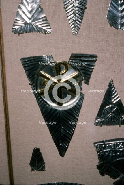 Silver and Gold Plaque with Christian Chi-Rho from Water Newton Treasure,  3rd-4th century Artist: Unknown.