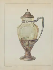 Silver and Glass Flagon, c. 1936. Creator: Carmel Wilson