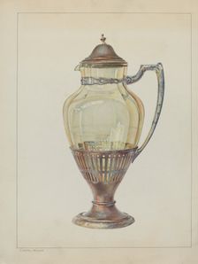 Silver and Glass Flagon, c. 1936. Creator: Carmel Wilson