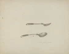 Silver Baby Spoon and Fork, c. 1939. Creator: Rose Campbell-Gerke