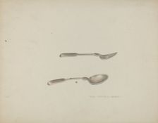 Silver Baby Spoon and Fork, c. 1939. Creator: Rose Campbell-Gerke