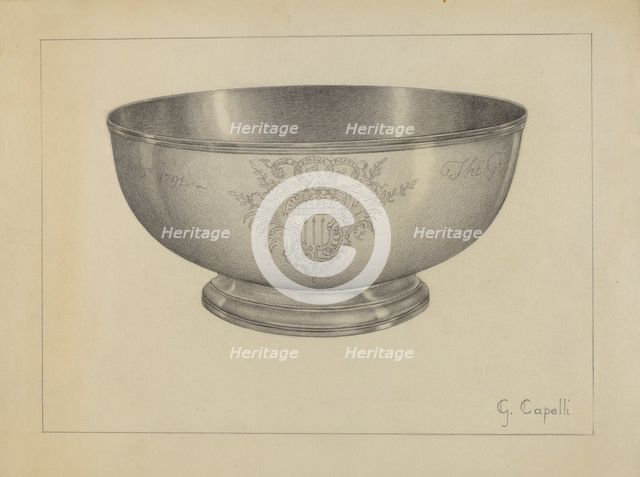 Silver Baptismal Bowl, c. 1936. Creator: Giacinto Capelli.