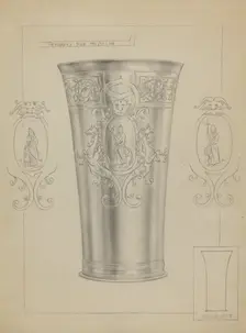 Silver Beakers, c. 1936. Creator: Clayton Braun