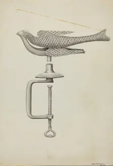 Silver Bird Sewing Holder, c. 1936. Creator: James M. Lawson
