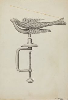 Silver Bird Sewing Holder, c. 1936. Creator: James M. Lawson