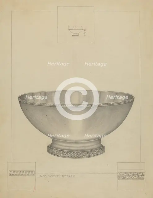 Silver Bowl, c. 1936. Creator: Hans Westendorff.