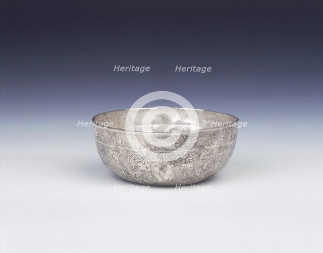 Silver bowl with animals, birds and dragon, High Tang period, China, 8th century. Artist: Unknown