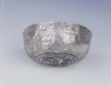 Silver bowl with animals, birds and dragon, High Tang period, China, 8th century. Creator: Unknown