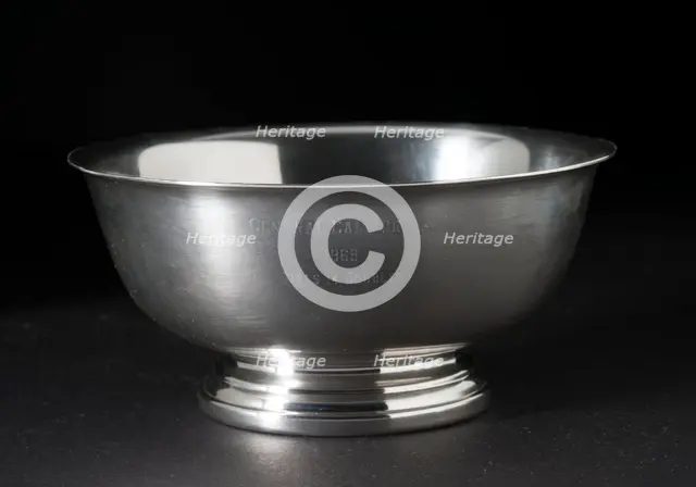 Silver bowl tennis trophy presented to Sally Ride, 1965. Creator: Gorham Manufacturing Company.