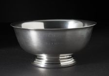 Silver bowl tennis trophy presented to Sally Ride, 1965. Creator: Gorham Manufacturing Company