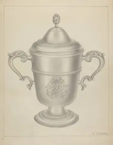 Silver Cup with Cover, c. 1937. Creator: Vincent Carano