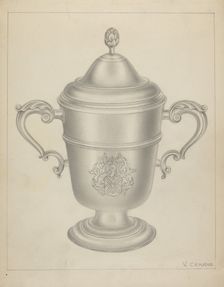 Silver Cup with Cover, c. 1937. Creator: Vincent Carano