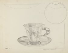 Silver Cup and Saucer, c. 1936. Creator: Magnus S. Fossum