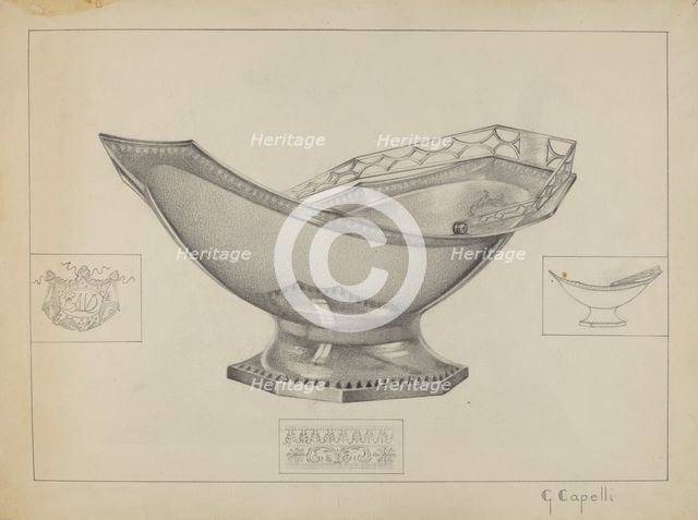 Silver Cake Basket, c. 1936. Creator: Giacinto Capelli.