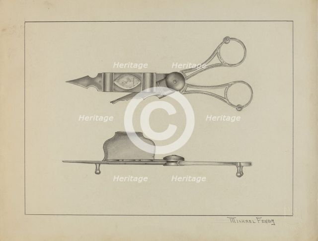 Silver Candle Snuffer, c. 1936. Creator: Michael Fenga.