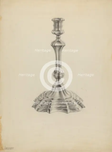 Silver Candlestick, 1935/1942. Creator: Leo Drozdoff.