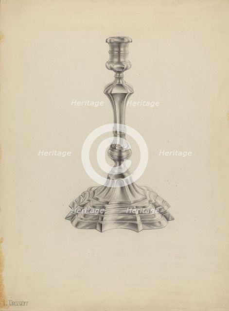Silver Candlestick, 1935/1942. Creator: Leo Drozdoff.