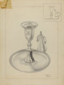 Silver Candlestick Holder, c. 1936. Creator: Clayton Braun