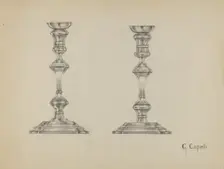 Silver Candlesticks, c. 1936. Creator: Giacinto Capelli