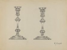 Silver Candlesticks, c. 1936. Creator: Giacinto Capelli