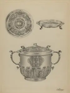 Silver Caudle Cup, c. 1936. Creator: Michael Fenga