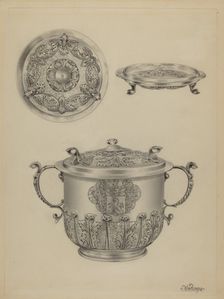 Silver Caudle Cup, c. 1936. Creator: Michael Fenga