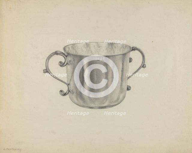 Silver Caudle Cup, c. 1938. Creator: Aaron Fastovsky.