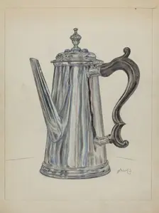Silver Chocolate Pot, c. 1936. Creator: Fletcher Hanks