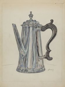 Silver Chocolate Pot, c. 1936. Creator: Fletcher Hanks