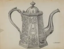 Silver Chocolate Pot, c. 1936. Creator: Leo Drozdoff