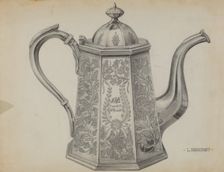 Silver Chocolate Pot, c. 1936. Creator: Leo Drozdoff