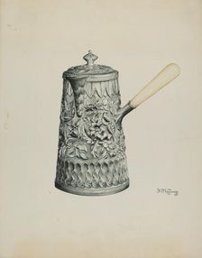 Silver Chocolate Pot, c. 1938. Creator: Florence Hastings
