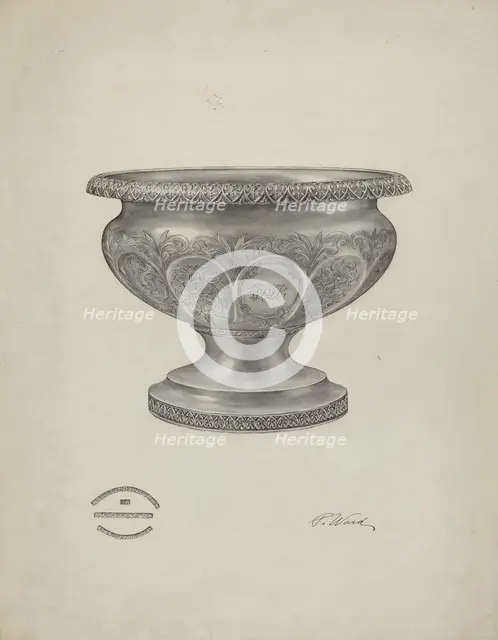 Silver Christening Bowl, 1940. Creator: Paul Ward.