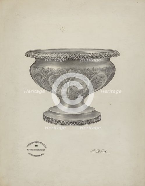 Silver Christening Bowl, 1940. Creator: Paul Ward.