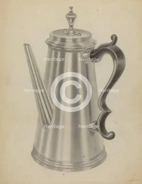 Silver Coffee Pot, 1935/1942. Creator: Michael Fenga.