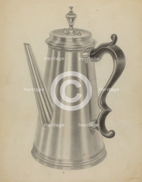 Silver Coffee Pot, 1935/1942. Creator: Michael Fenga.