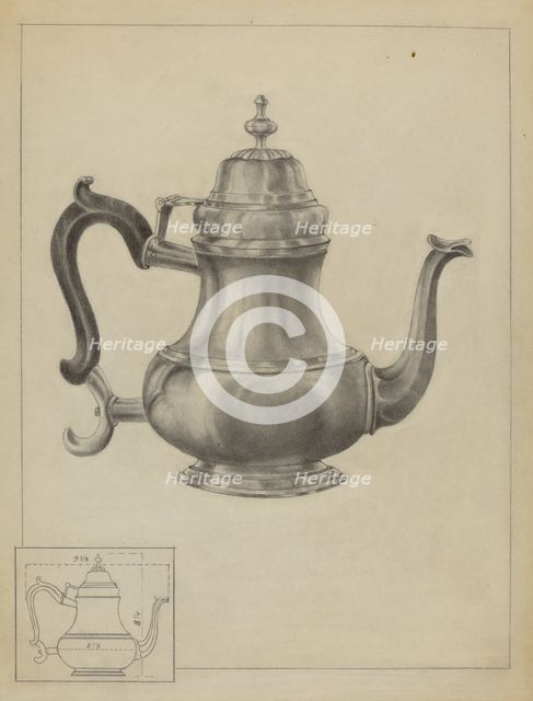 Silver Coffee Pot, 1935/1942. Creator: Unknown.