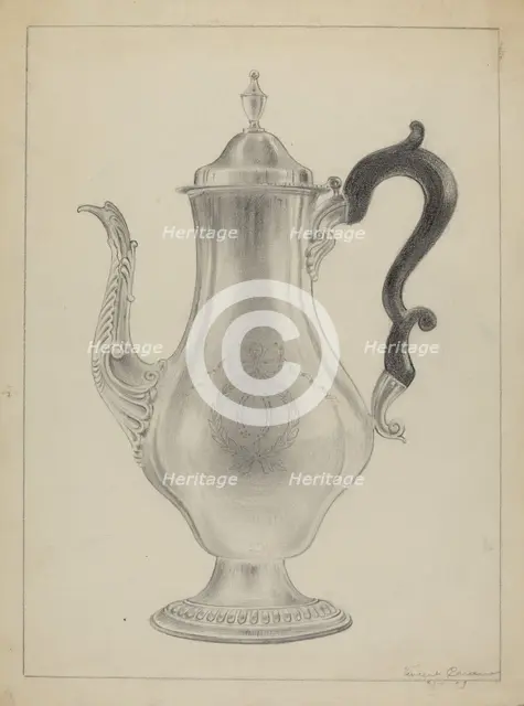 Silver Coffee Pot, 1935/1942. Creator: Vincent Carano.