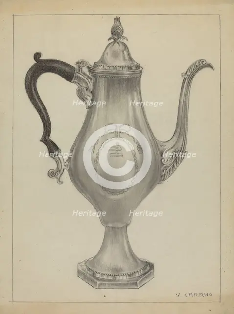 Silver Coffee Pot, 1935/1942. Creator: Vincent Carano.