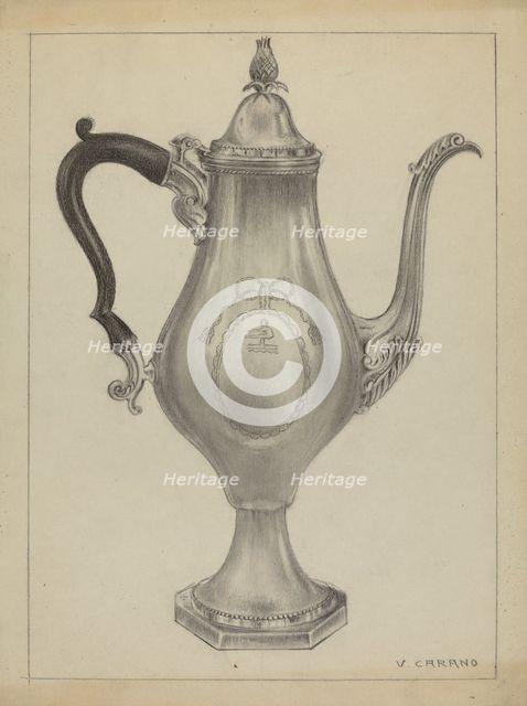 Silver Coffee Pot, 1935/1942. Creator: Vincent Carano.