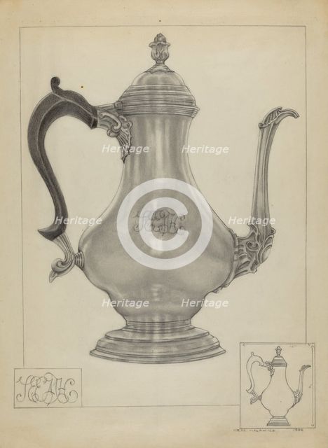 Silver Coffee Pot, c. 1936. Creator: Irene Malawicz.