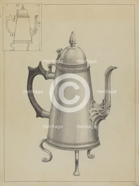Silver Coffee Pot, c. 1936. Creator: Simon Weiss.
