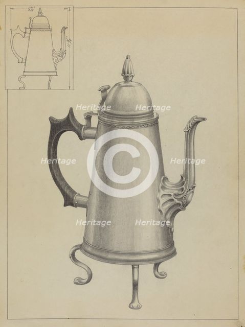 Silver Coffee Pot, c. 1936. Creator: Simon Weiss.