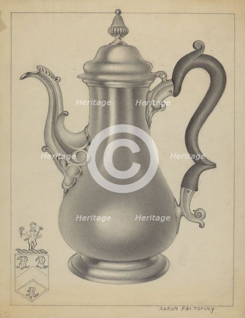 Silver Coffee Pot, c. 1937. Creator: Aaron Fastovsky.