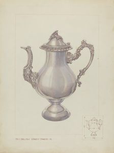Silver Coffee Pot, c. 1937. Creator: Ernest A Towers Jr