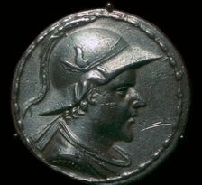 Silver coin of Eucratides I, a King of Bactria