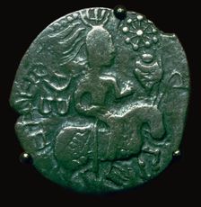 Silver coin of the Huns copying an Indian style, 5th century BC