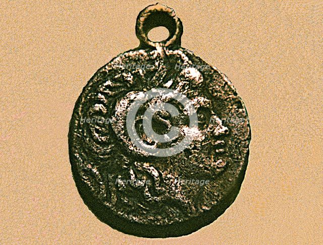 Silver coin with the head of Alexander the Great with the horns of the Egyptian god Amho, belongs…
