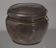 Silver container and lid owned by members of the Ellis family, late 19th-early 20th century. Creator: Unknown