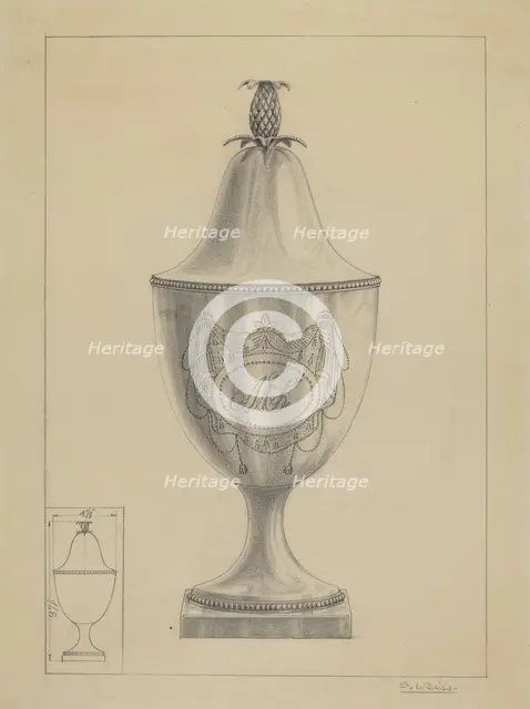 Silver Covered Sugar Urn, 1935/1942. Creator: Simon Weiss.